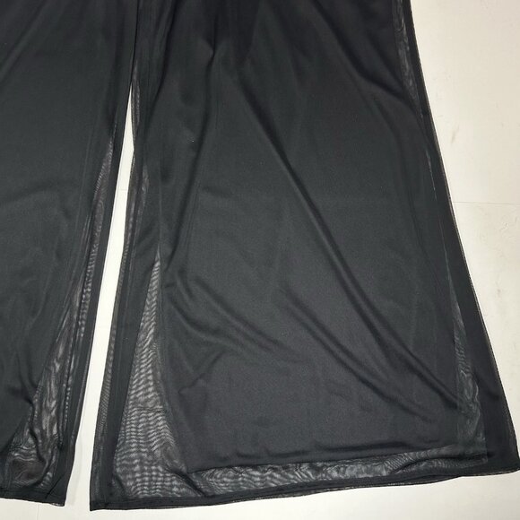 Dressbarn Collection Palazzo Pants Black Pull On Stretch Mesh Overlay Sz 14 / 16 - Picture 6 of 11